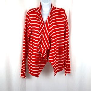 J.Crew Cotton open front striped cardigan M
